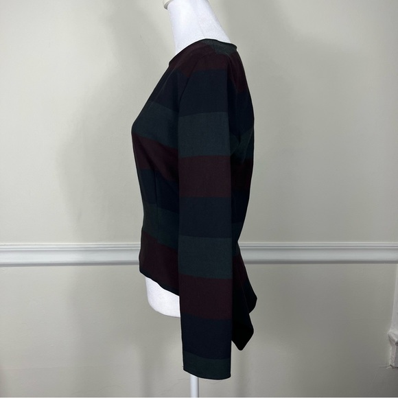 FEMME D'ARMES Striped Crew Neck Long Sleeve High Low Top Zipped Cuffs Size Small - Picture 2 of 10